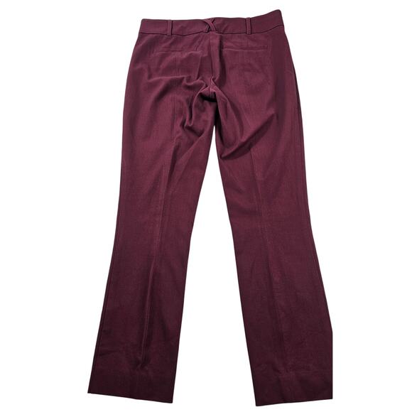 Slim crop maroon faux leather trim Anthropologie career business casual EUC sz 2 - Picture 3 of 9